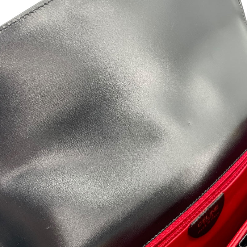 セリーヌ CELINE サークルロゴショルダー ブラック レザー レディース ショルダーバッグ