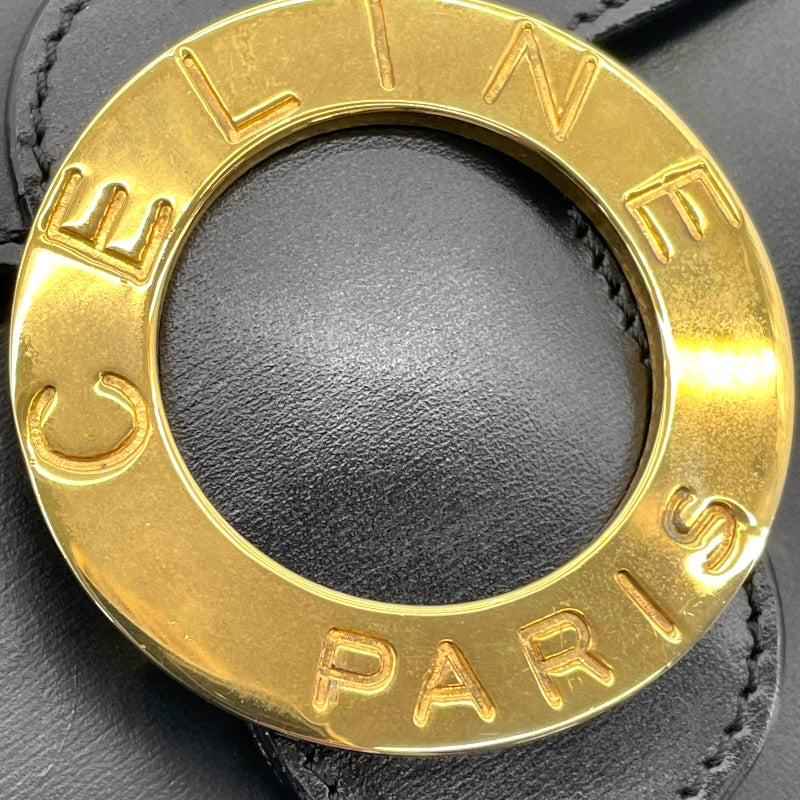 セリーヌ CELINE サークルロゴショルダー ブラック レザー レディース ショルダーバッグ
