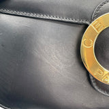 セリーヌ CELINE サークルロゴショルダー ブラック レザー レディース ショルダーバッグ