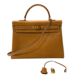 エルメス HERMES ケリー35 　外縫い 〇Y刻印　(1995年製) ナチュラルサブレ　ゴールド金具 アルデンヌ レディース ハンドバッグ