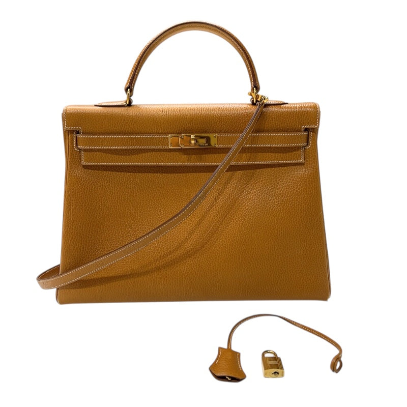 エルメス HERMES ケリー35 　外縫い 〇Y刻印　(1995年製) ナチュラルサブレ　ゴールド金具 アルデンヌ レディース ハンドバッグ