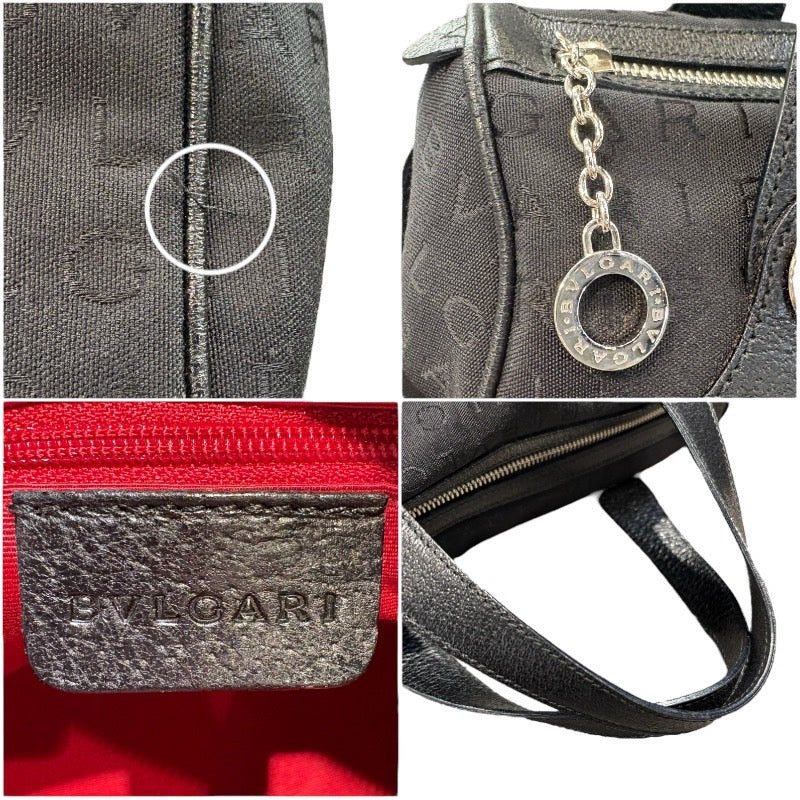 ブルガリ BVLGARI ロゴマニアハンドバッグ ブラック キャンバス レディース ハンドバッグ