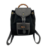 グッチ GUCCI バンブーリュックサック ブラック リザード/スウェード レディース リュック・デイパック