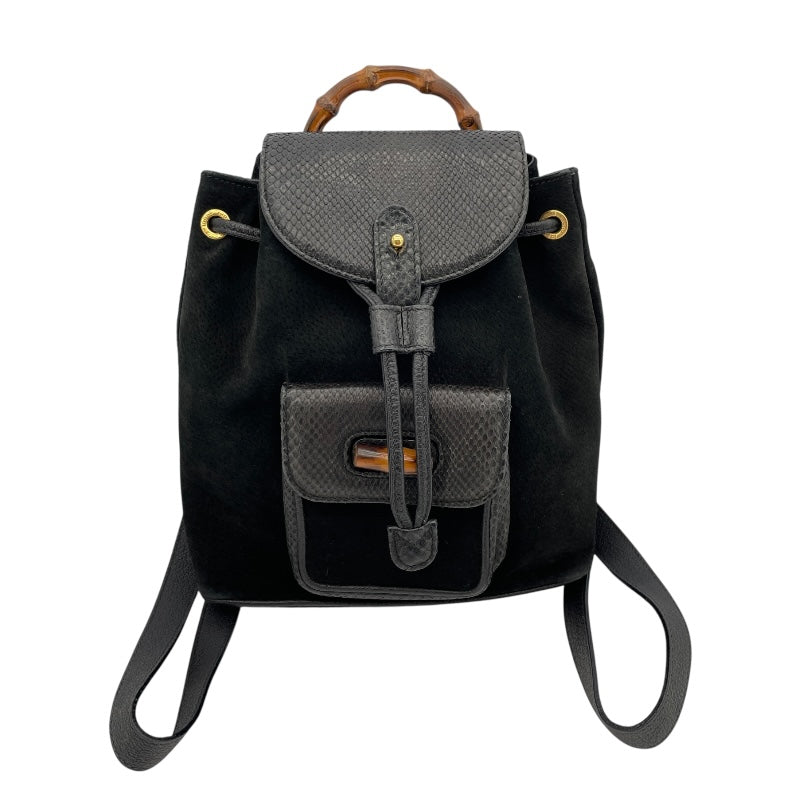 グッチ GUCCI バンブーリュックサック ブラック リザード/スウェード レディース リュック・デイパック