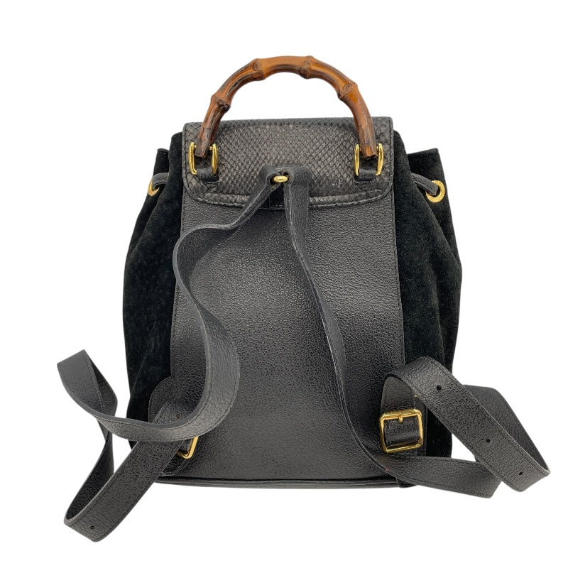 グッチ GUCCI バンブーリュックサック ブラック リザード/スウェード レディース リュック・デイパック