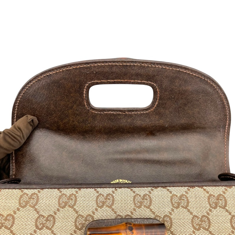 グッチ GUCCI バンブー トップバッグ ブラウン GGキャンバス レディース ハンドバッグ