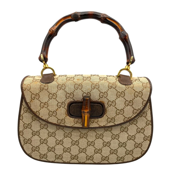 グッチ GUCCI バンブー トップバッグ ブラウン GGキャンバス レディース ハンドバッグ