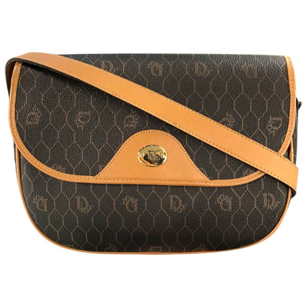クリスチャン・ディオール Christian Dior ハニカムショルダーバッグ ブラウン PVC・レザー レディース ショルダーバッグ