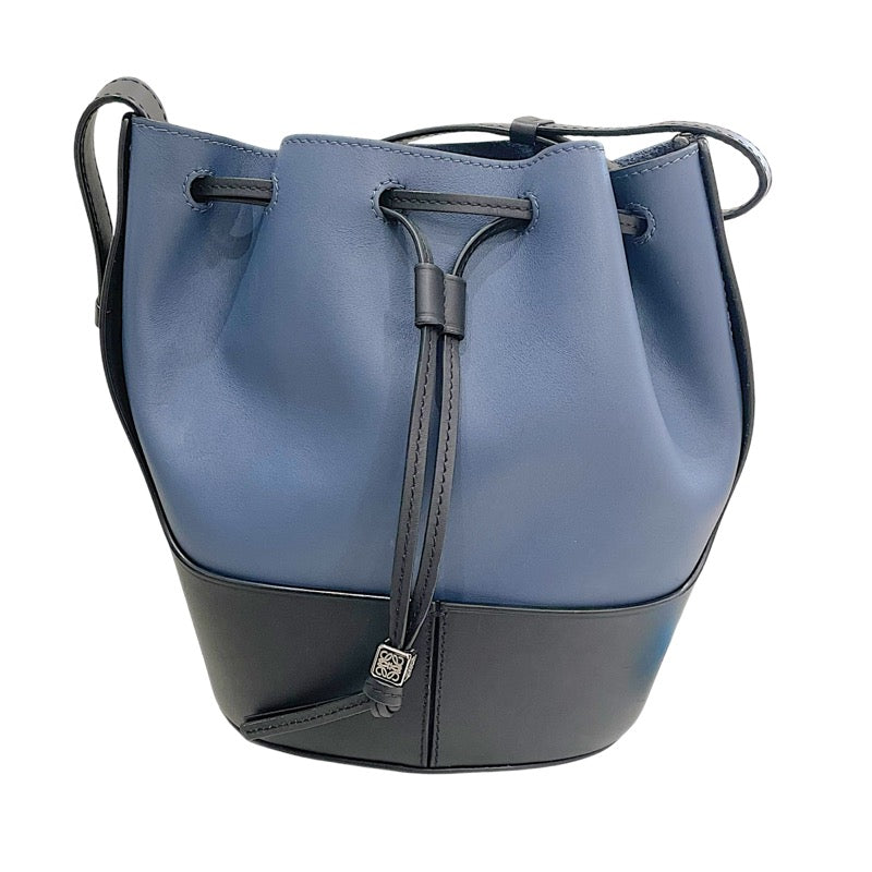 【美品】LOEWE ショルダーバッグ　ネイビー ロエベ LOEWE バルーンバッグ ネイビー レザー レディース