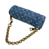 ルイ・ヴィトン LOUIS VUITTON パピヨンMM M46830 ブルー　ゴールド金具 モノグラム・デニム レディース ショルダーバッグ