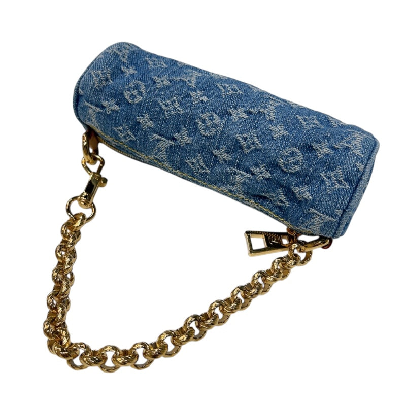 ルイ・ヴィトン LOUIS VUITTON パピヨンMM M46830 ブルー　ゴールド金具 モノグラム・デニム レディース ショルダーバッグ