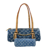 ルイ・ヴィトン LOUIS VUITTON パピヨンMM M46830 ブルー　ゴールド金具 モノグラム・デニム レディース ショルダーバッグ