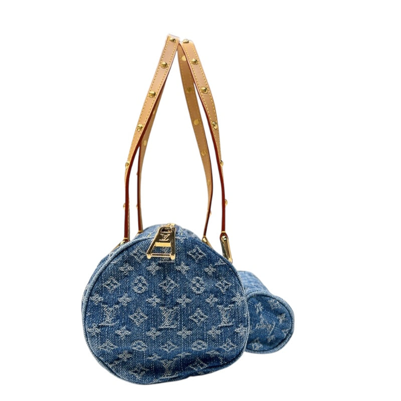 ルイ・ヴィトン LOUIS VUITTON パピヨンMM M46830 ブルー　ゴールド金具 モノグラム・デニム レディース ショルダーバッグ