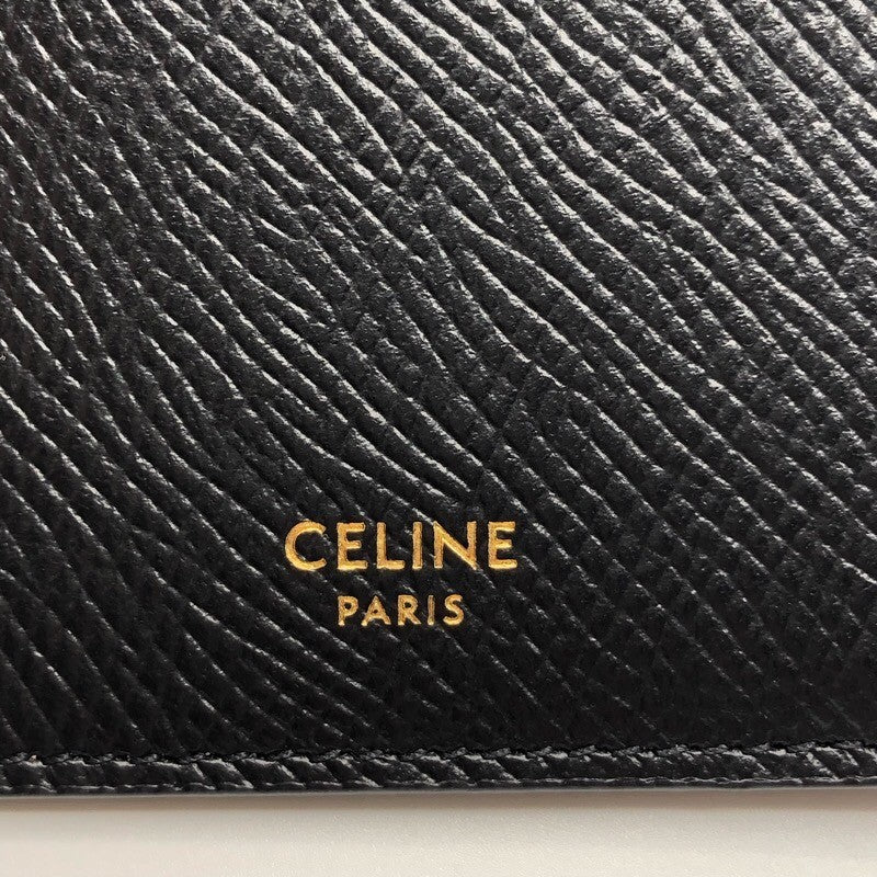 セリーヌ CELINE ジップ付きコンパクトカードホルダー 10J893 ブラック×GD金具 グレインカーフ レディース カードケース