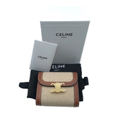 セリーヌ CELINE スモールフラップウォレット　トリオンフ 10D782 ブラウン　GD金具 キャンバス/レザー レディース 三つ折り財布