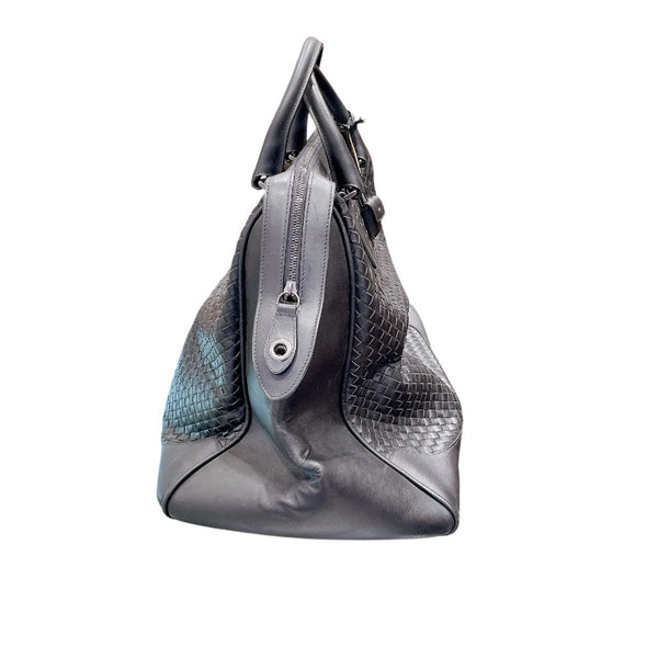 ボッテガ・ヴェネタ BOTTEGA VENETA イントレチャート　ボストンバッグ 154922 ブラック レザー メンズ ボストンバッグ