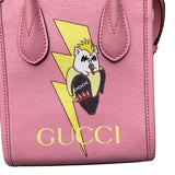 グッチ GUCCI ミニトートバッグ　ばなにゃコラボ ピンク レザー レディース ショルダーバッグ