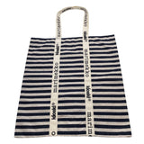 MARIMEKKO CARRIER TASARAITA トートバック DNV850 093347 ネイビー アイボリー コットン79％、リネン21％ レディース トートバッグ