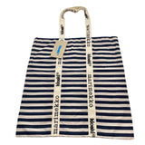 MARIMEKKO CARRIER TASARAITA トートバック DNV850 093347 ネイビー アイボリー コットン79％、リネン21％ レディース トートバッグ