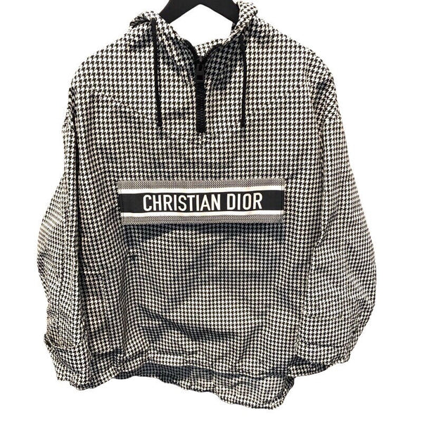 クリスチャン・ディオール Christian Dior BEE刺繍アノラックパーカー 017C10A2856 ホワイト×千鳥格 ポリエステル メンズ パーカー