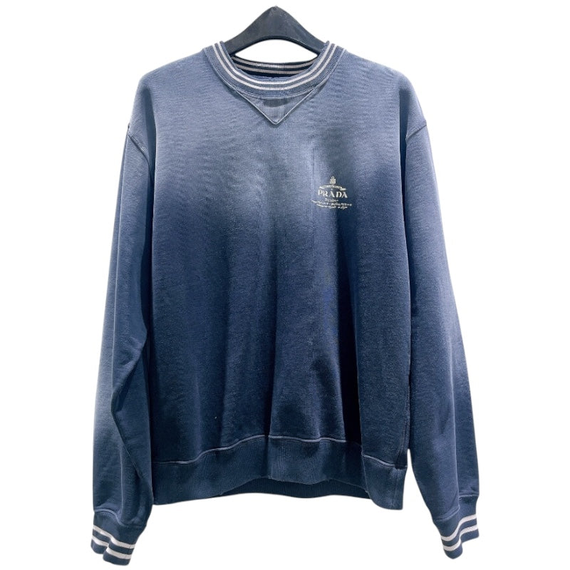 プラダ PRADA ロゴプリントフェード加工スウェットシャツ ULJ69B ネイビー コットン メンズ スウェット