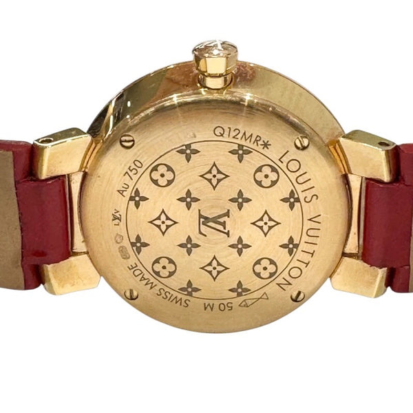 ルイ・ヴィトン LOUIS VUITTON タンブールスリム　PM モノグラム Q12MR シルバーモノグラム文字盤 K18ピンクゴールド クオーツ レディース 腕時計