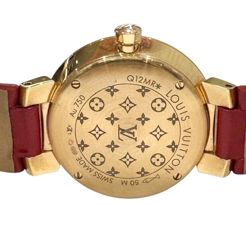 ルイ・ヴィトン LOUIS VUITTON タンブールスリム　PM モノグラム Q12MR シルバーモノグラム文字盤 K18ピンクゴールド クオーツ レディース 腕時計