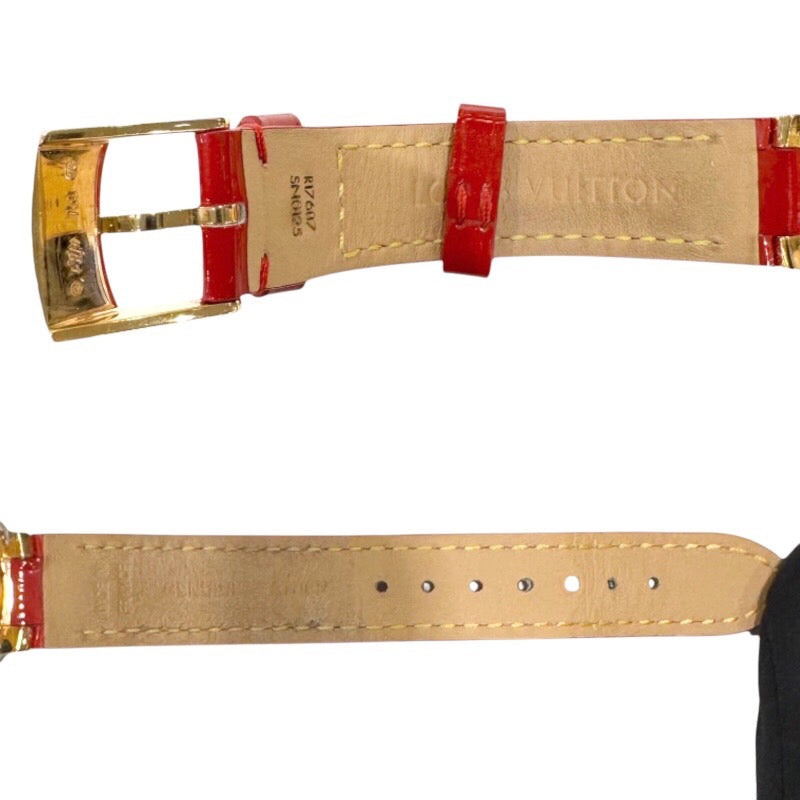 ルイ・ヴィトン LOUIS VUITTON タンブールスリム　PM モノグラム Q12MR シルバーモノグラム文字盤 K18ピンクゴールド クオーツ レディース 腕時計