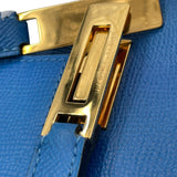エルメス HERMES ケリークロスブリーフケース 〇Y刻 ブルーフランス GD金具 クシュベル レディース ハンドバッグ