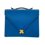 エルメス HERMES ケリークロスブリーフケース 〇Y刻 ブルーフランス GD金具 クシュベル レディース ハンドバッグ