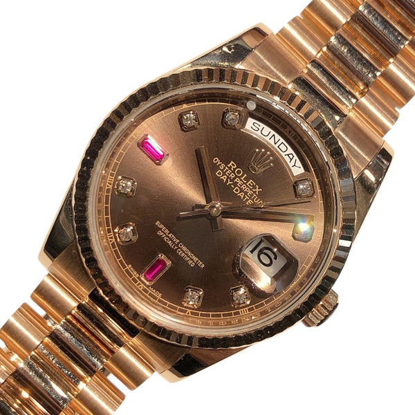 ロレックス ROLEX デイデイト36 チョコ 118235A チョコ K18ピンクゴールド 自動巻き ユニセックス 腕時計