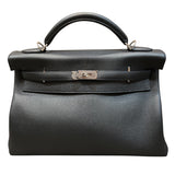 エルメス HERMES ケリー42 マキシ W刻 ブラック SV金具 トゴ メンズ ハンドバッグ