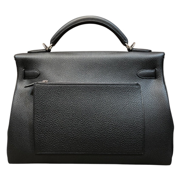 エルメス HERMES ケリー42 マキシ W刻 ブラック SV金具 トゴ メンズ ハンドバッグ