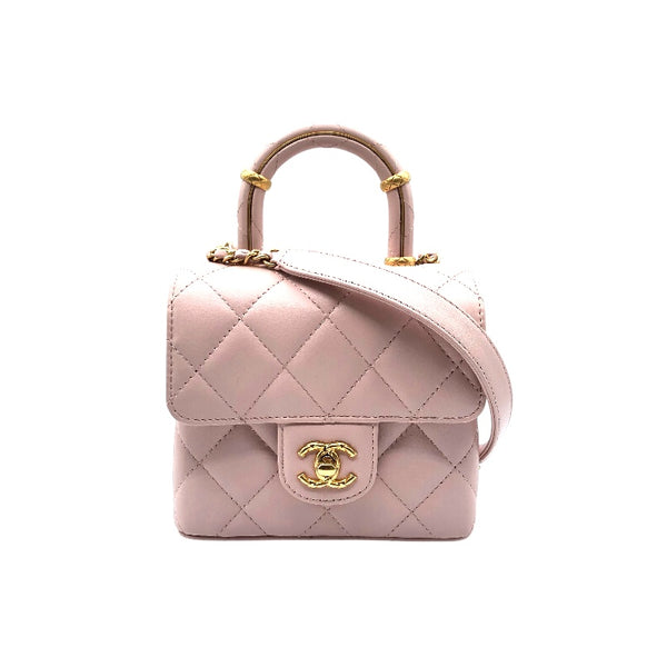 シャネル CHANEL トップハンドルショルダー AS4035 ラムピンク・ゴールド金具 マトラッセ・ラムスキン レディース ショルダーバッグ
