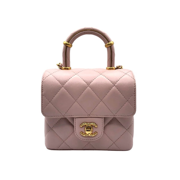 シャネル CHANEL トップハンドルショルダー AS4035 ラムピンク・ゴールド金具 マトラッセ・ラムスキン レディース ショルダーバッグ