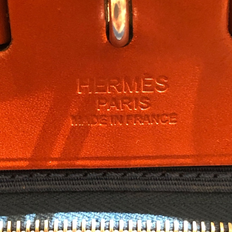 エルメス HERMES エールジップPM D刻 ブルー シルバー金具 トワル・レザー レディース ショルダーバッグ