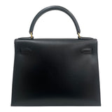 エルメス HERMES ケリー28 〇Z刻 ブラック/ゴールド金具 ボックスカーフ レディース ハンドバッグ