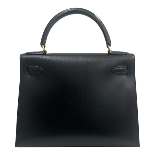 エルメス HERMES ケリー28 〇Z刻 ブラック/ゴールド金具 ボックスカーフ レディース ハンドバッグ