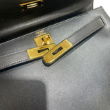 エルメス HERMES ケリー28 〇Z刻 ブラック/ゴールド金具 ボックスカーフ レディース ハンドバッグ