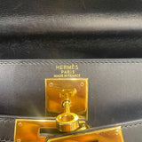 エルメス HERMES ケリー28 〇Z刻 ブラック/ゴールド金具 ボックスカーフ レディース ハンドバッグ