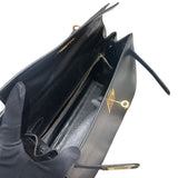 エルメス HERMES ケリー28 〇Z刻 ブラック/ゴールド金具 ボックスカーフ レディース ハンドバッグ