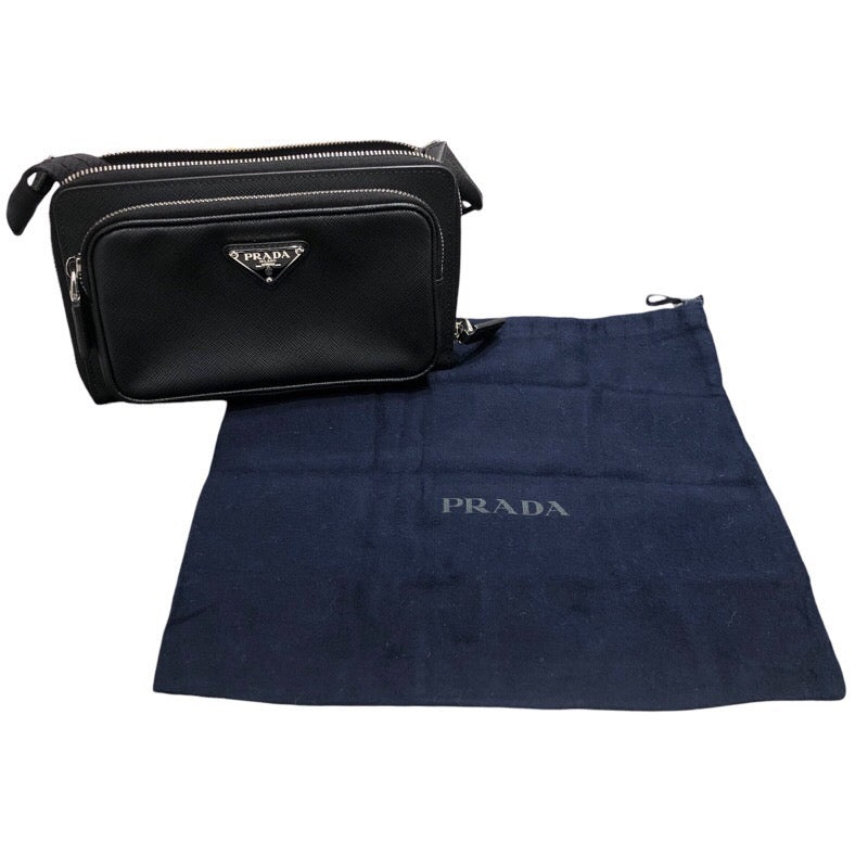 プラダ PRADA ベルトバッグ 2VH156 ブラック シルバー金具 サフィアーノレザー メンズ ウエストバッグ