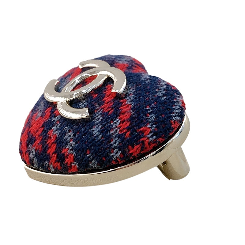 シャネル CHANEL ココマークハートブローチ SV金具 メタル/ツイード レディース ブローチ