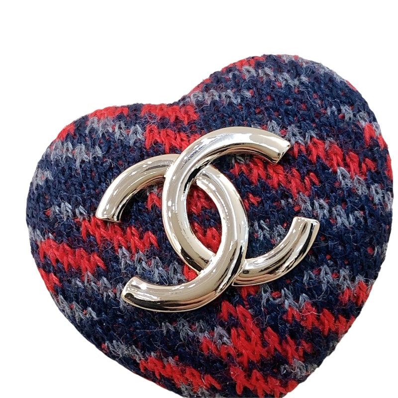 シャネル CHANEL ココマークハートブローチ SV金具 メタル/ツイード レディース ブローチ