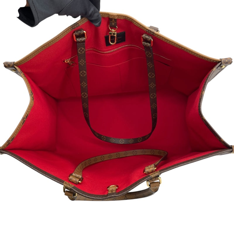 ルイ・ヴィトン LOUIS VUITTON オンザゴーGM M44576 ブラウン モノグラム ジャイアント・リバース レディース トートバッグ