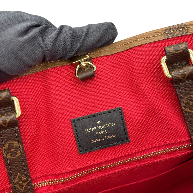 ルイ・ヴィトン LOUIS VUITTON オンザゴーGM M44576 ブラウン モノグラム ジャイアント・リバース レディース トートバッグ
