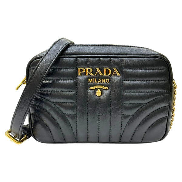 プラダ PRADA ダイアグラム チェーンショルダーバッグ 1BH084 ブラック ゴールド金具  レザー レディース ショルダーバッグ