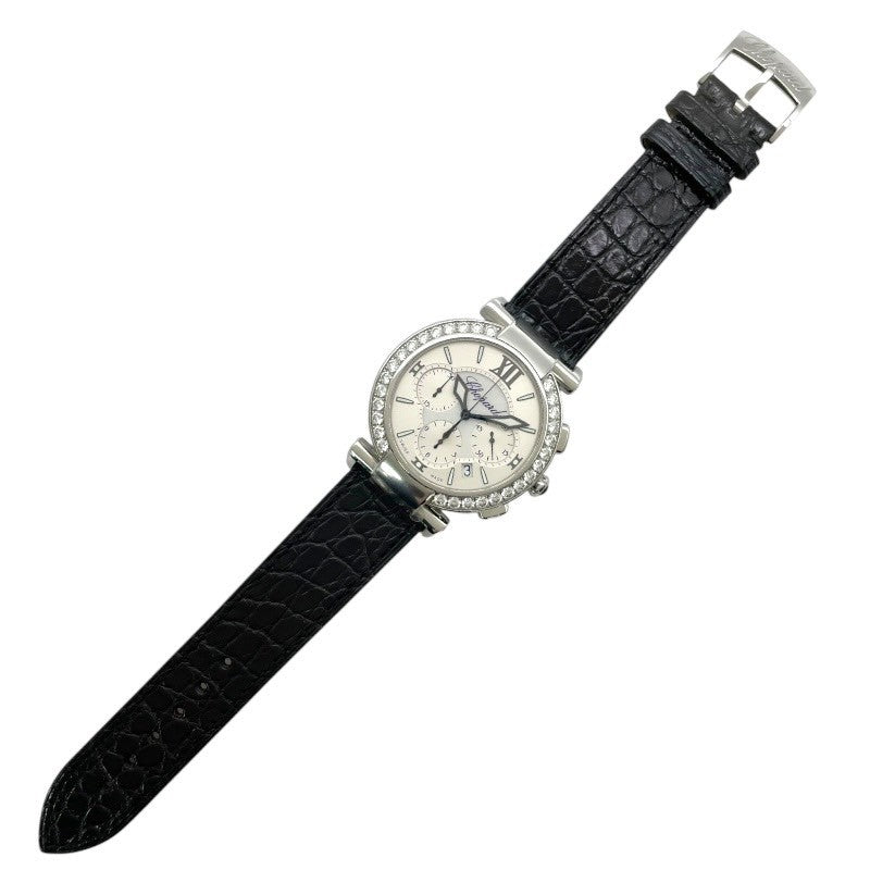 ショパール Chopard インペリアーレ ダイヤベゼル 388549-3003 シルバー/ホワイトシェル SS/革ベルト 自動巻き レディース 腕時計 ショパール Chopard インペリアーレ ダイヤベゼル 388549-3003