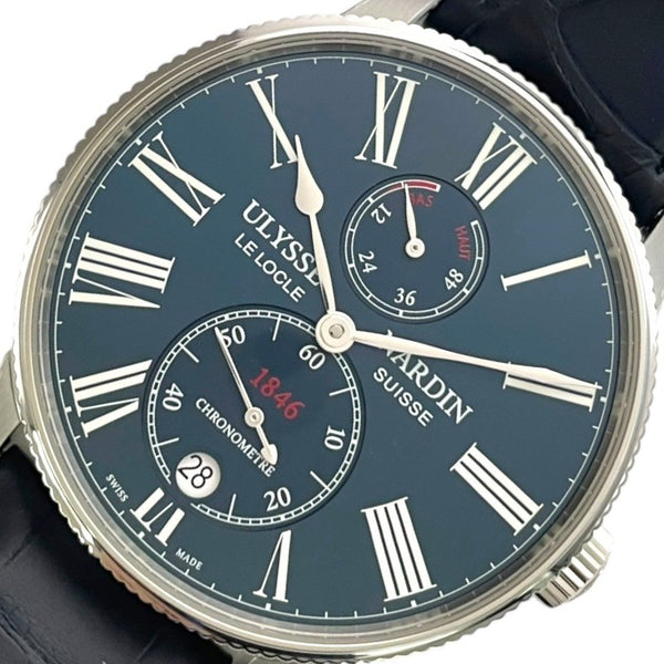 ユリスナルダン ULYSSE NARDIN マリーン トルピユール 1183-310/43 ブルー SS/革ベルト 自動巻き メンズ 腕時計