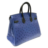 エルメス HERMES バーキン25 U刻印 ブルーロイ×ブラック シルバー金具 オーストリッチ レディース ハンドバッグ